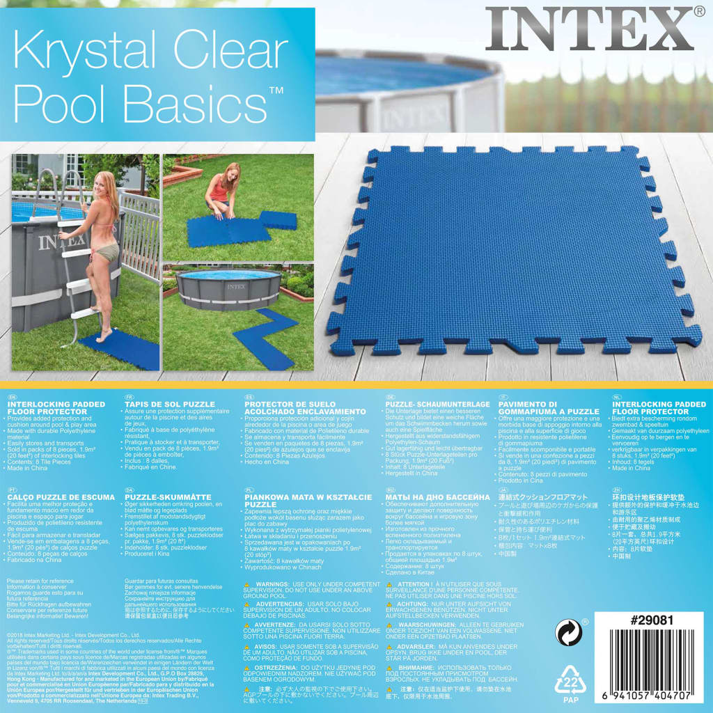 Intex Pool-Bodenschutzfliesen 8 Stk. 50x50 cm Blau