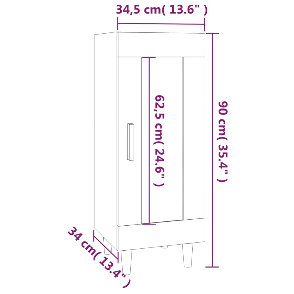 vidaXL Sideboard Grau Sonoma 34,5x34x90 cm Holzwerkstoff
