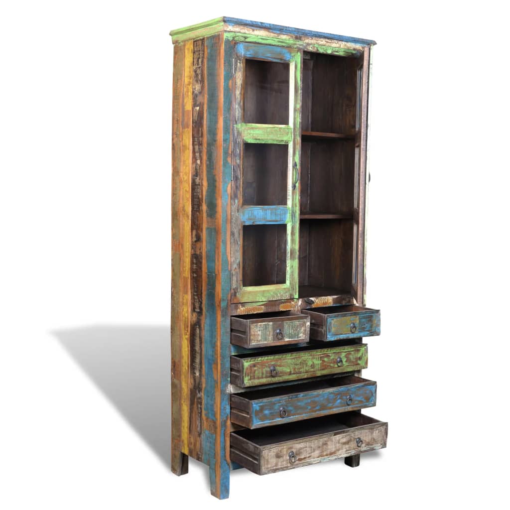 Bücherschrank Altholz Mehrfarbig mit 5 Schubladen & 2 Türen