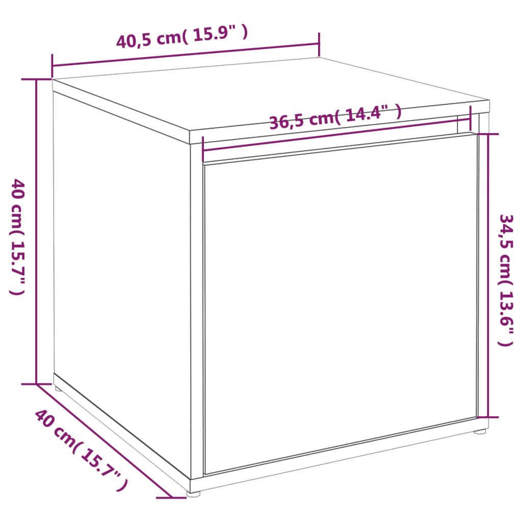 vidaXL Schubladenbox Schwarz 40,5x40x40 cm Holzwerkstoff