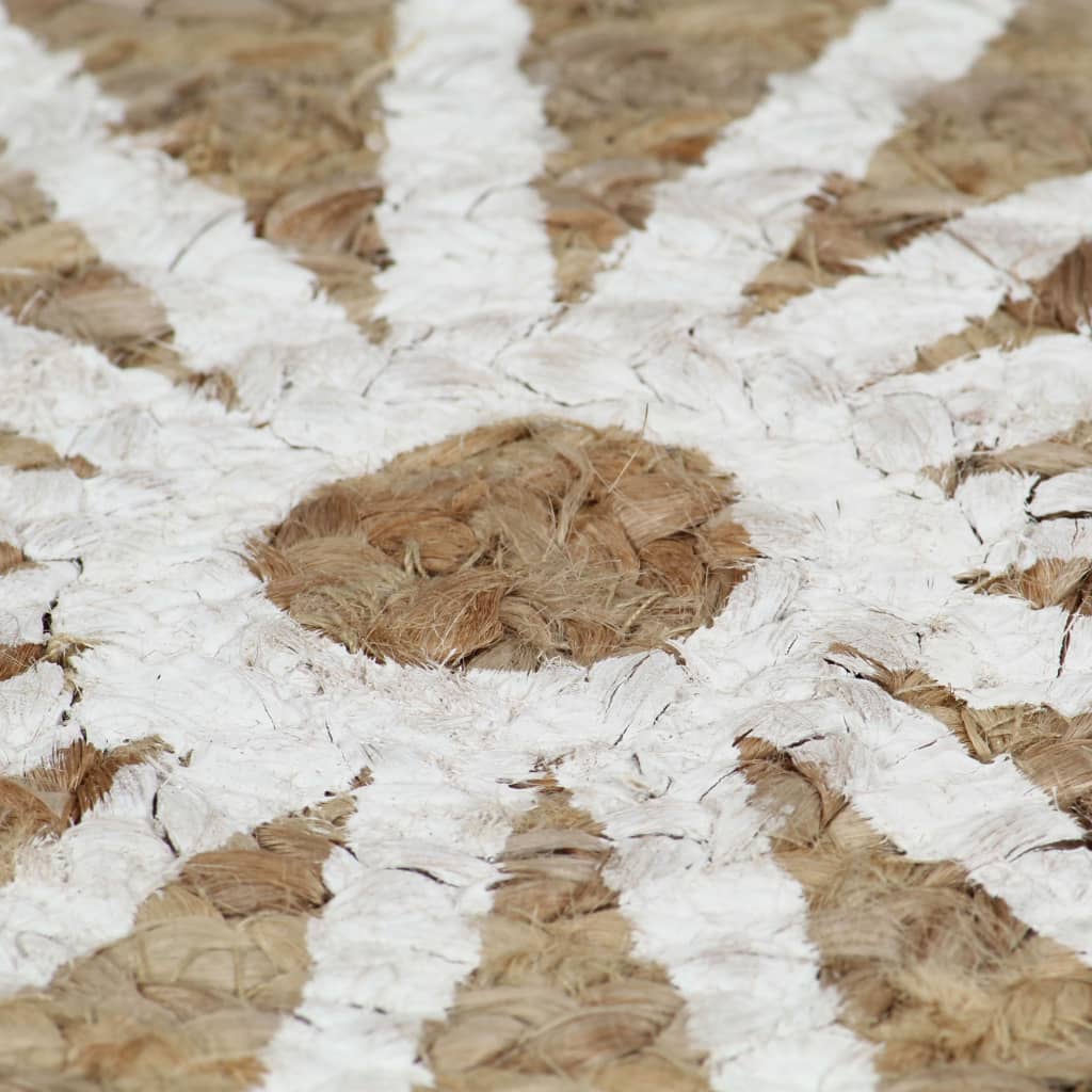 vidaXL Teppich Handgefertigt Jute mit weißem Aufdruck 120 cm