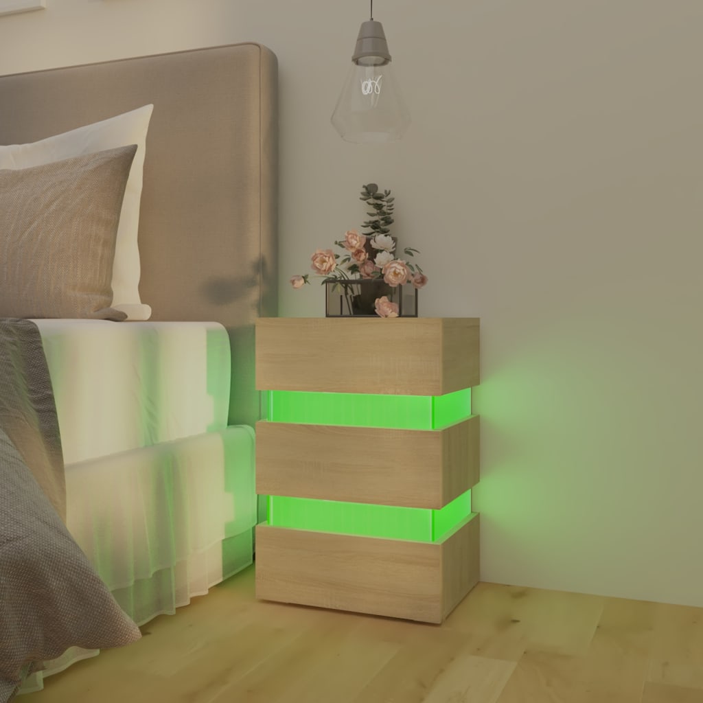 vidaXL LED-Nachttisch Sonoma-Eiche 45x35x67 cm Holzwerkstoff