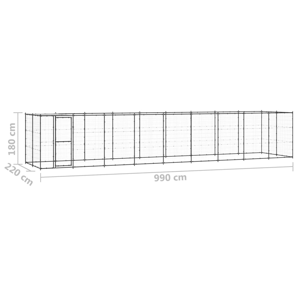 vidaXL Outdoor-Hundezwinger mit Überdachung Stahl 21,78 m²