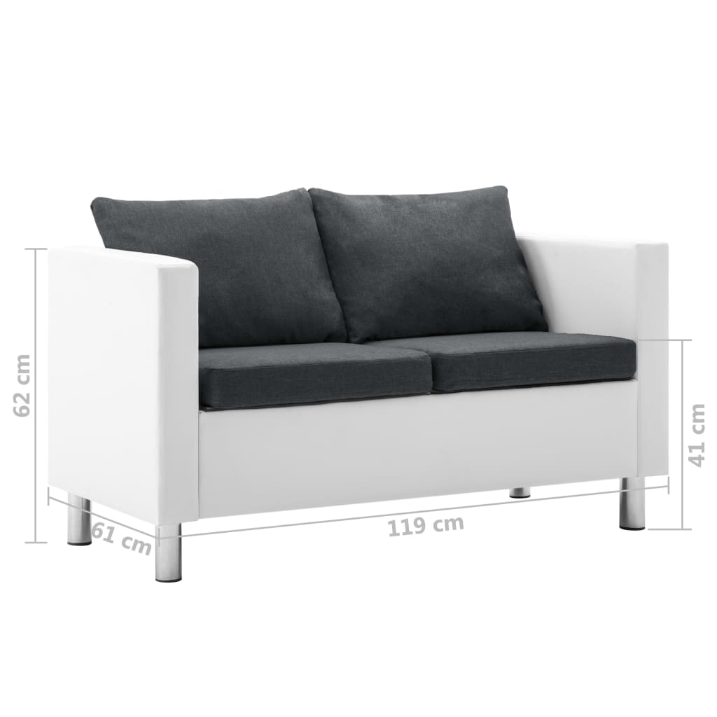 vidaXL 2-Sitzer-Sofa Kunstleder Weiß und Dunkelgrau