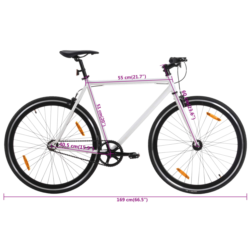 vidaXL Fahrrad mit Festem Gang Weiß und Schwarz 700c 51 cm