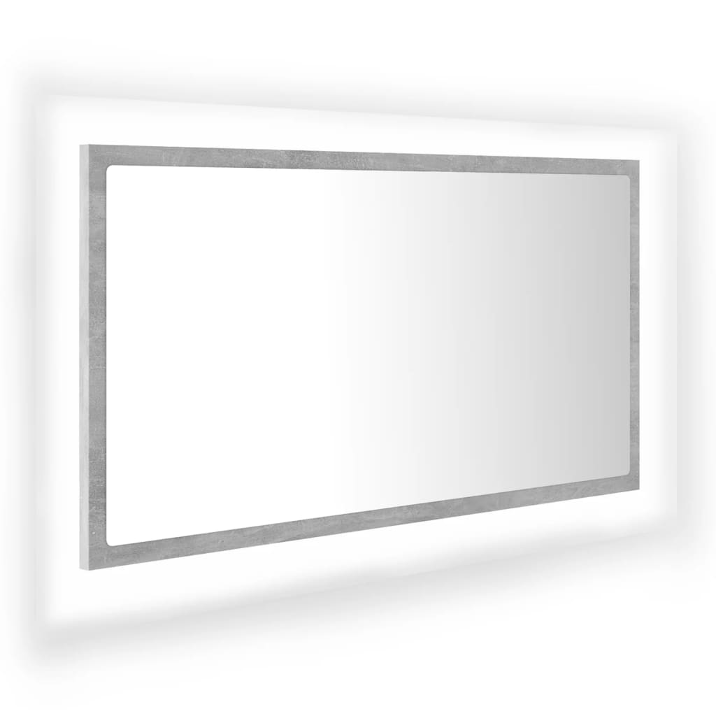 vidaXL LED-Badspiegel Betongrau 80x8,5x37 cm Acryl