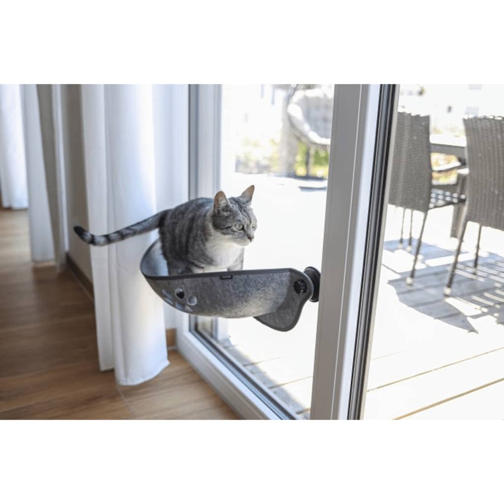 Kerbl Katzen-Sonnenliege für Fenster Filzino 70×26×26 cm Grau