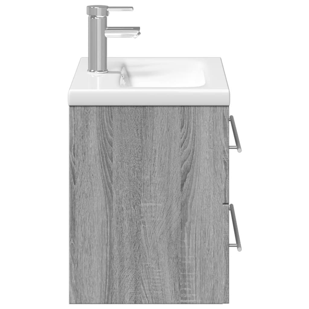 vidaXL Waschbeckenunterschrank mit Einbaubecken Grau Sonoma-Eiche