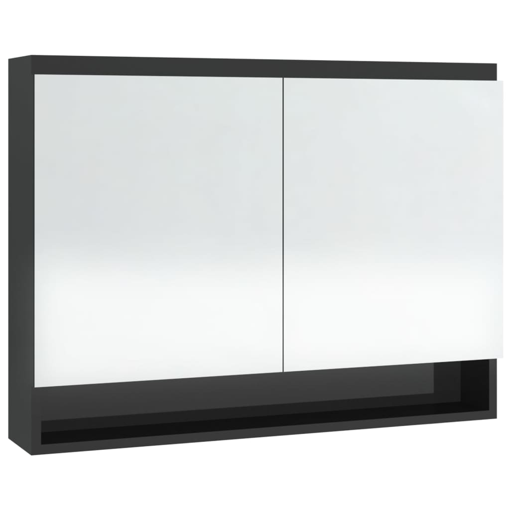 vidaXL Spiegelschrank fürs Bad 80x15x60 cm Glänzend Schwarz