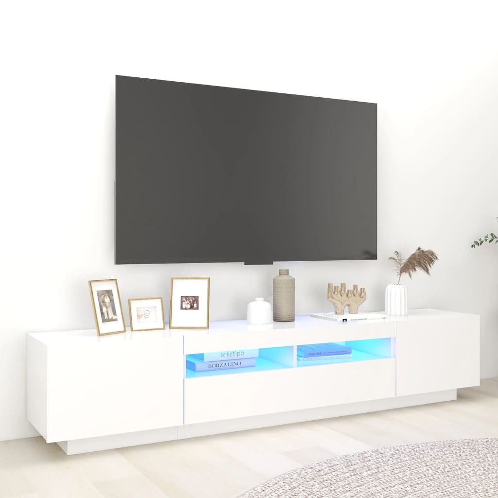 vidaXL TV-Schrank mit LED-Leuchten Weiß 200x35x40 cm