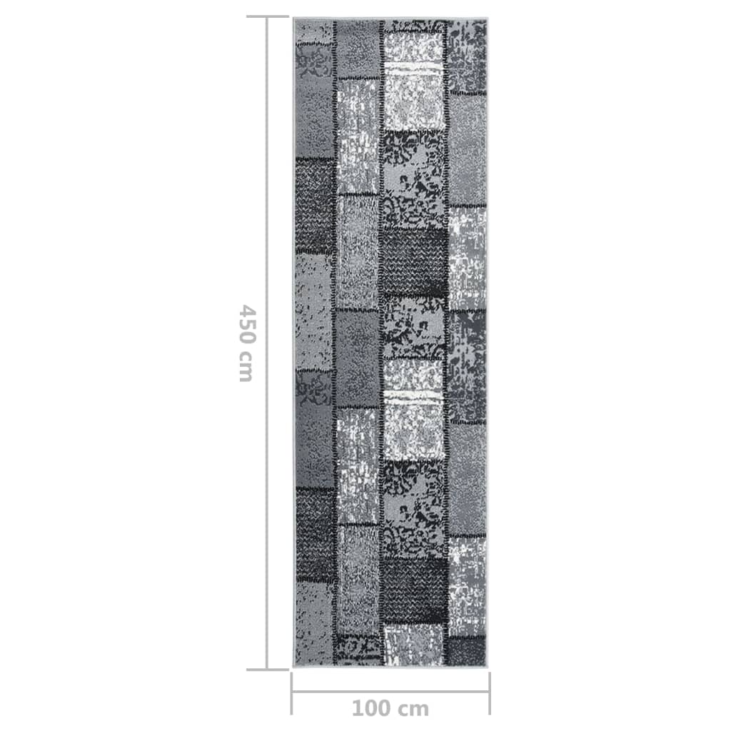 vidaXL Teppichläufer BCF Grau mit Blockmuster 100x450 cm