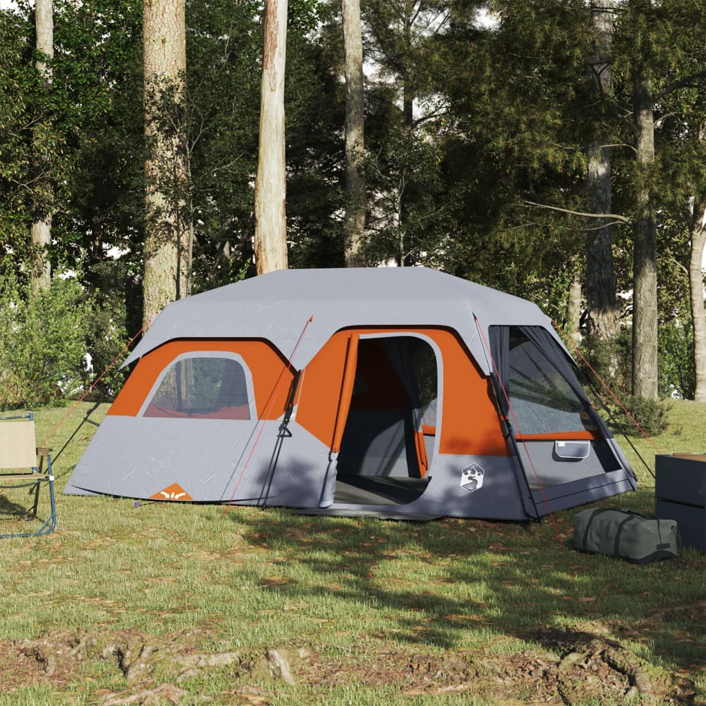 vidaXL Campingzelt 9 Personen Grau und Orange Wasserfest