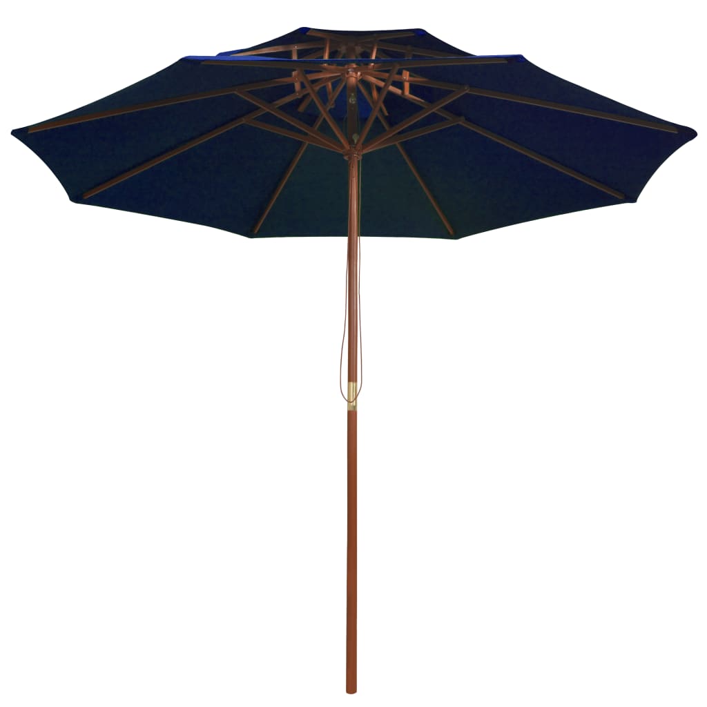 vidaXL Sonnenschirm mit Doppeldach und Holzmast Blau 270 cm