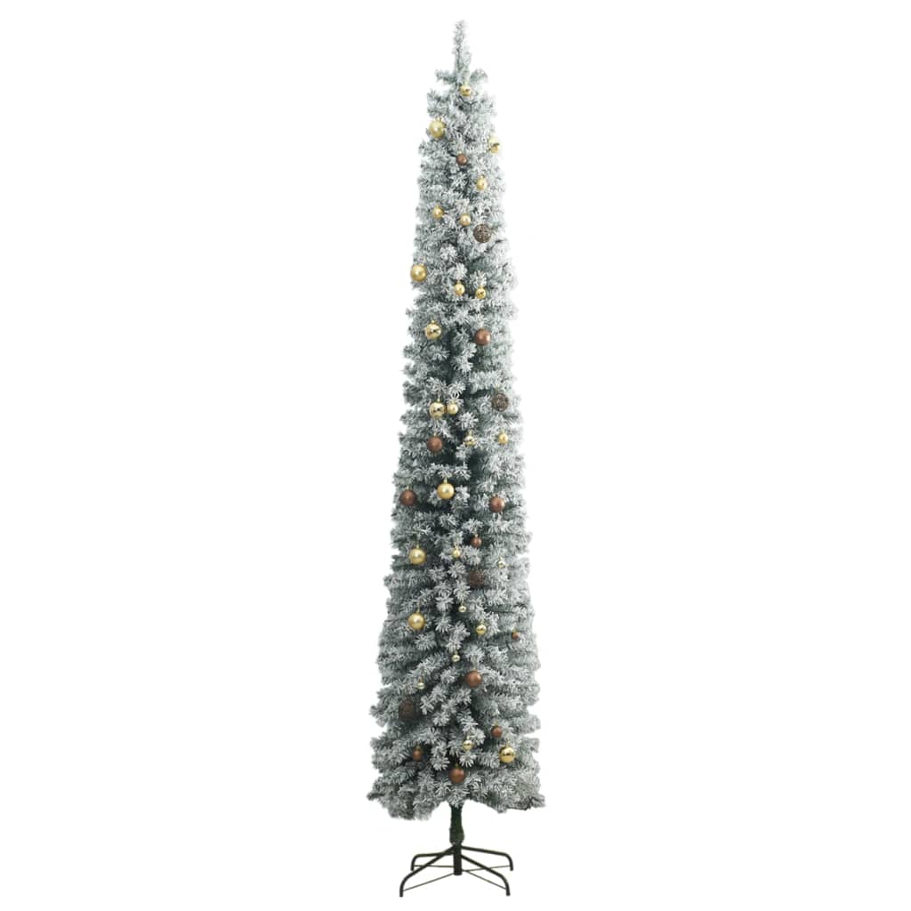 vidaXL Weihnachtsbaum Schlank mit 300 LEDs & Kugeln & Schnee 270 cm