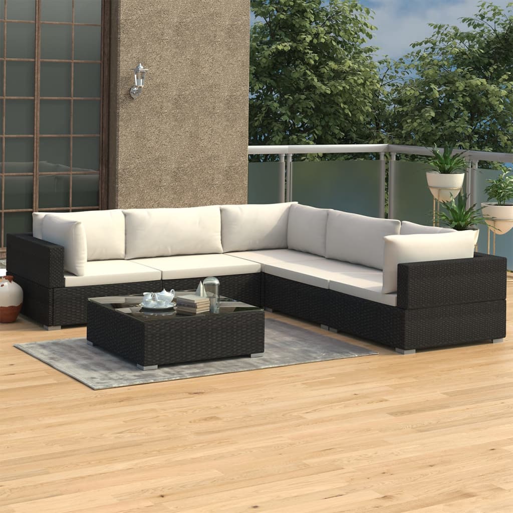 vidaXL Gartenmöbel 3-tlg mit Auflagen Poly Rattan Lounge Sitzgruppe Sofa 