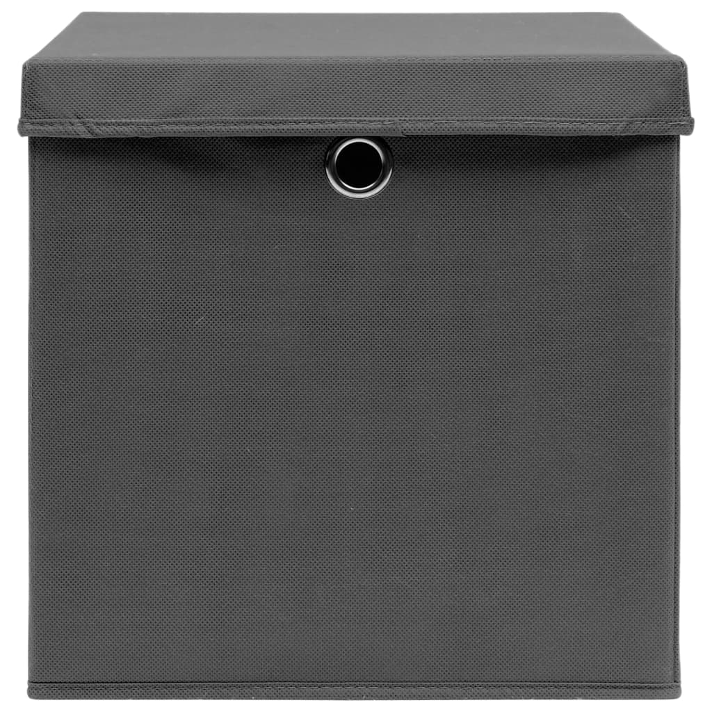 vidaXL Aufbewahrungsboxen mit Deckeln 10 Stk. Grau 32x32x32 cm Stoff