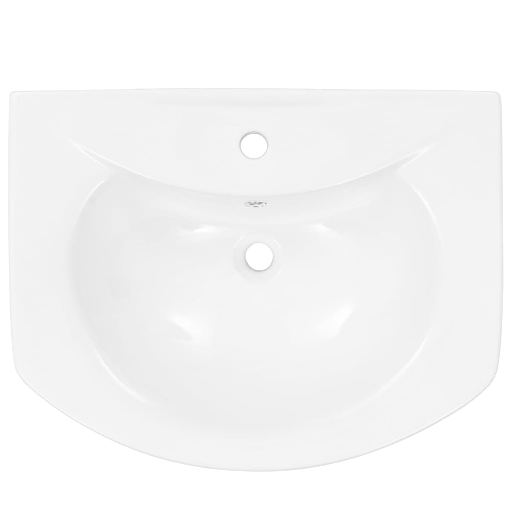 vidaXL Freistehendes Waschbecken mit Säule Keramik Weiß 650x520x200 mm