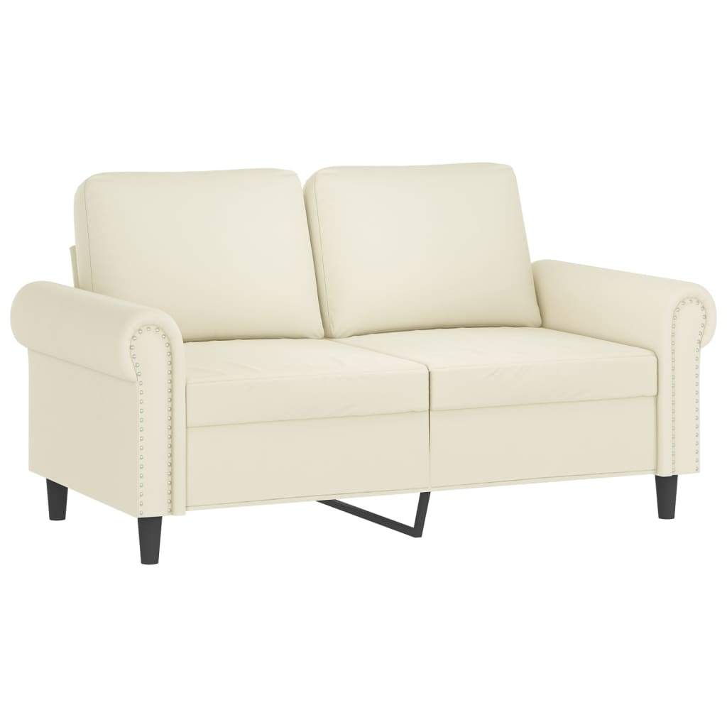 vidaXL 2-Sitzer-Sofa mit Zierkissen Creme 120 cm Samt
