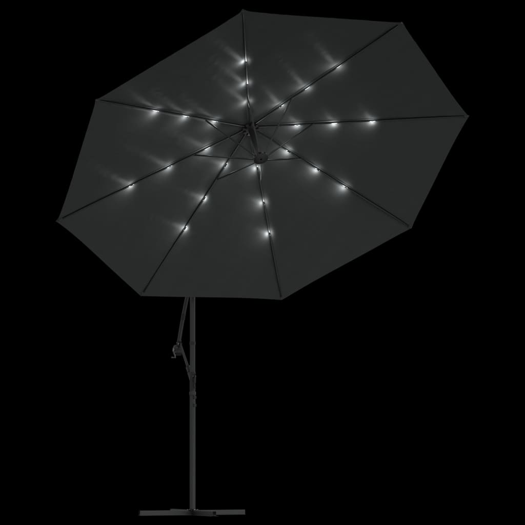 vidaXL Ampelschirm mit LED-Leuchten und Metall-Mast 350 cm Antrazit