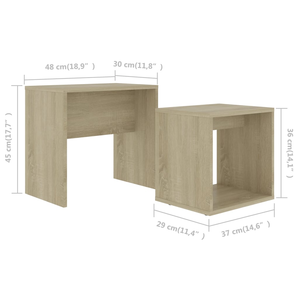 vidaXL Couchtisch-Set Sonoma-Eiche 48 x 30 x 45 cm Holzwerkstoff