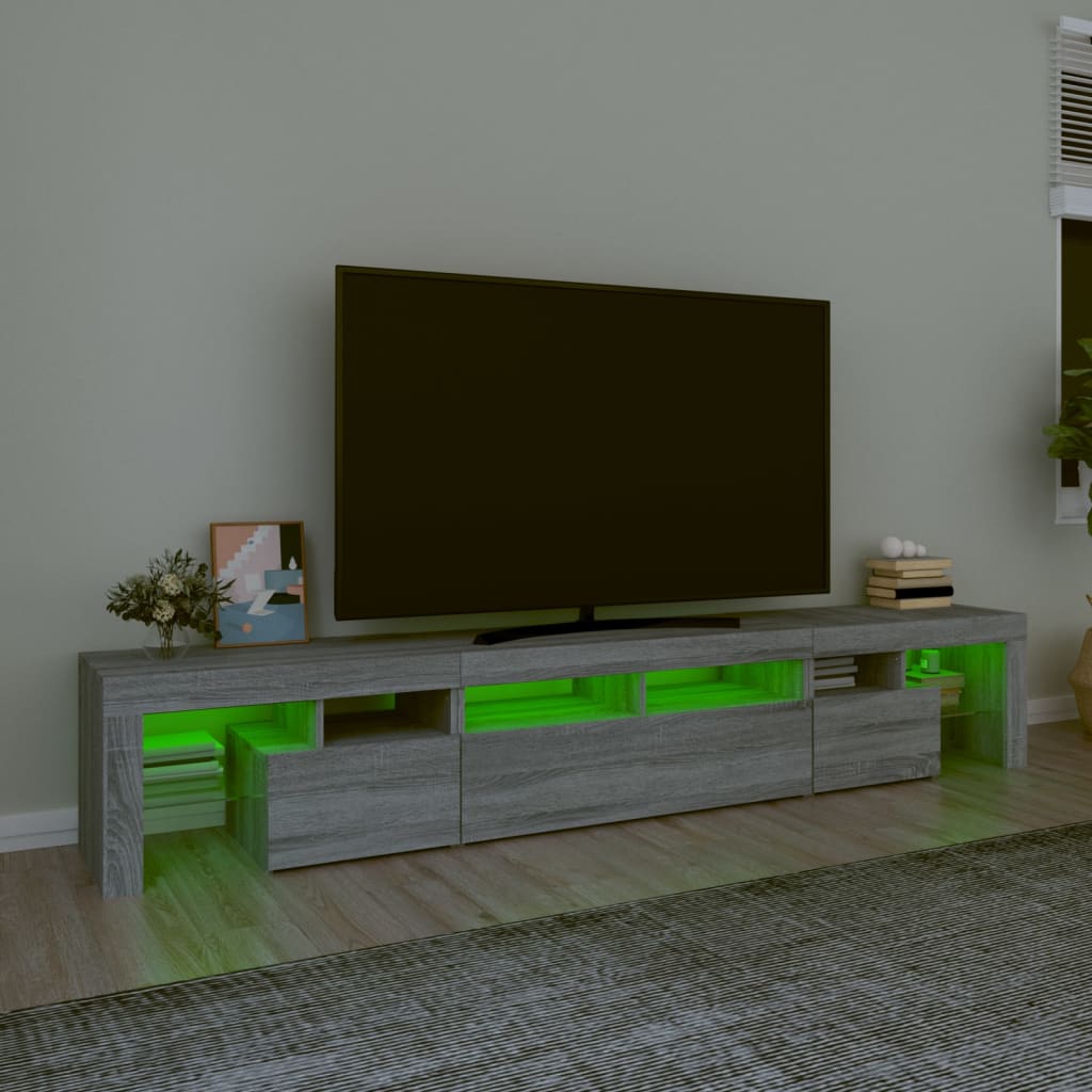 vidaXL TV-Schrank mit LED-Leuchten Grau Sonoma 230x36,5x40 cm