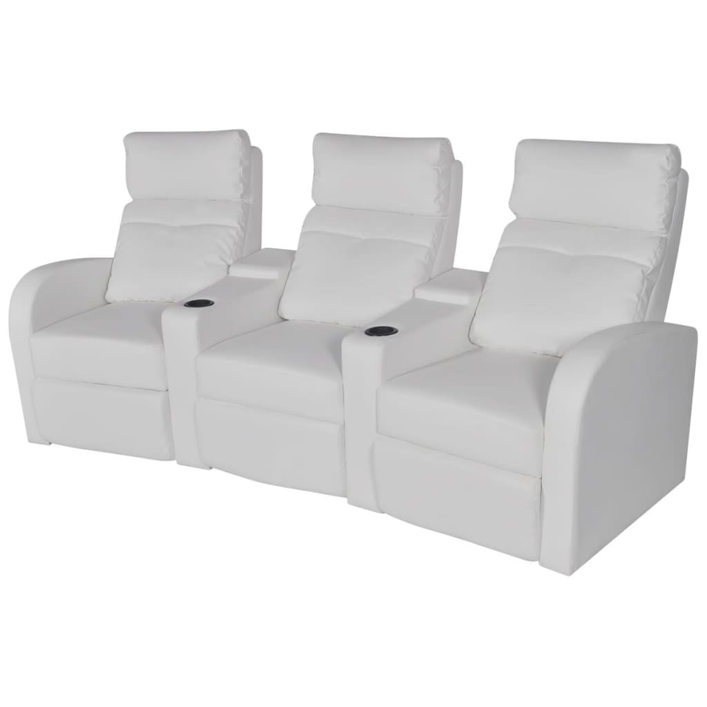 vidaXL Relaxsessel 3-Sitzer mit LED Kunstleder Weiß