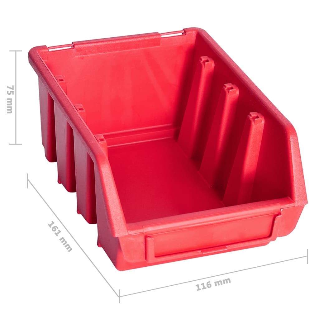 vidaXL 8-tlg. Behälter-Set für Kleinteile mit Wandplatte Rot Schwarz