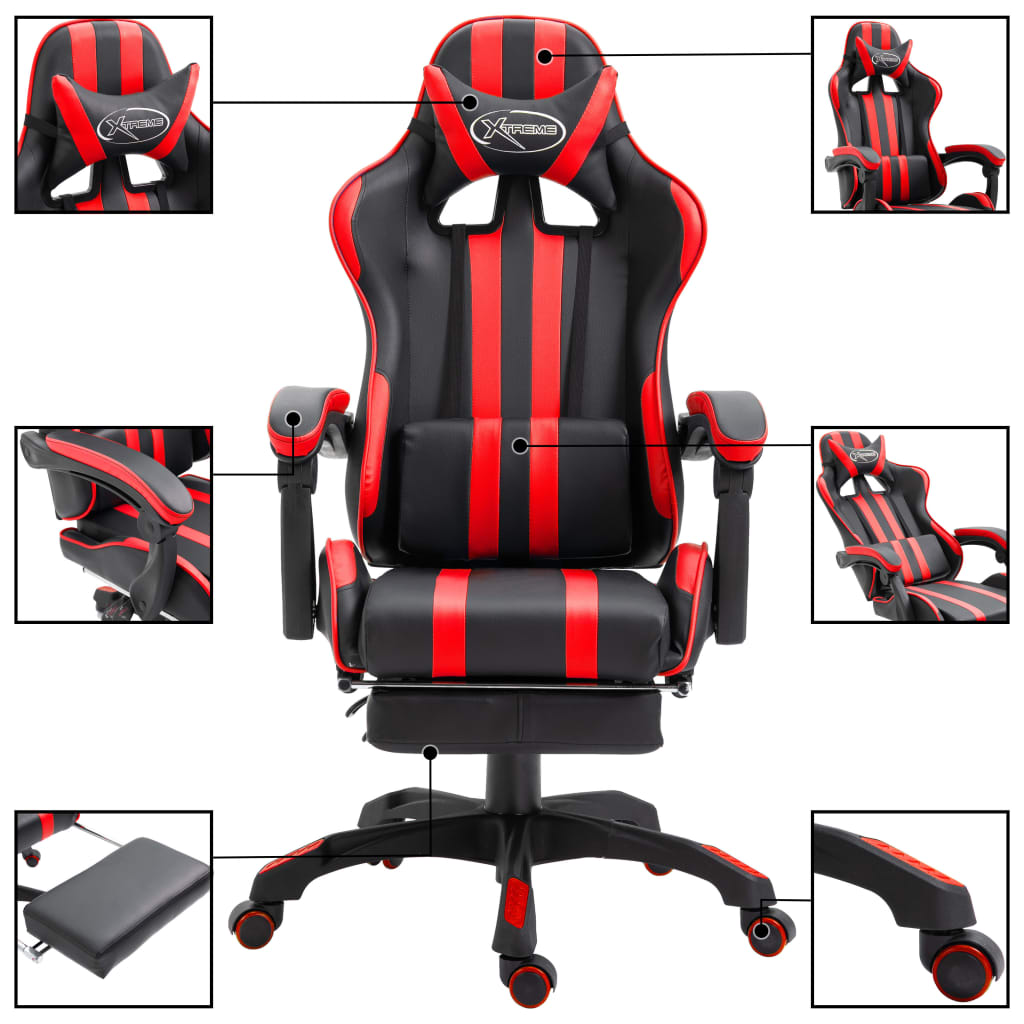 vidaXL Gaming-Stuhl mit Fußstütze Rot Kunstleder