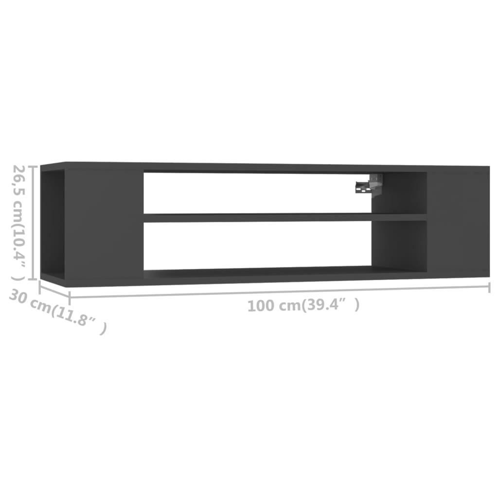 vidaXL TV-Hängeschrank Grau 100x30x26,5 cm Spanplatte