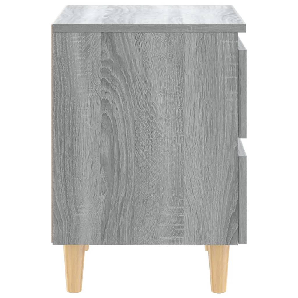 vidaXL Nachttisch mit Massivholz-Beinen Grau Sonoma 40x35x50 cm