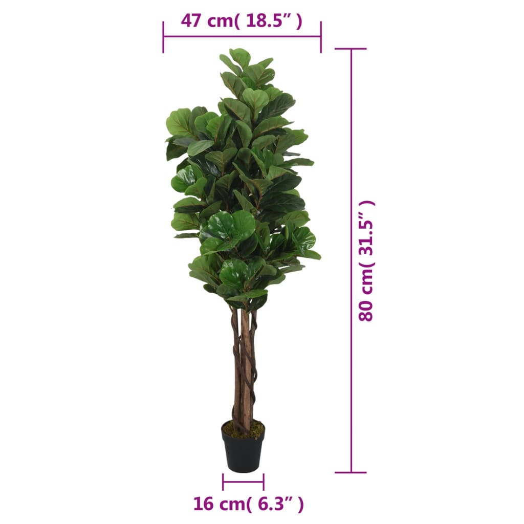 vidaXL Feigenbaum Künstlich 96 Blätter 80 cm Grün