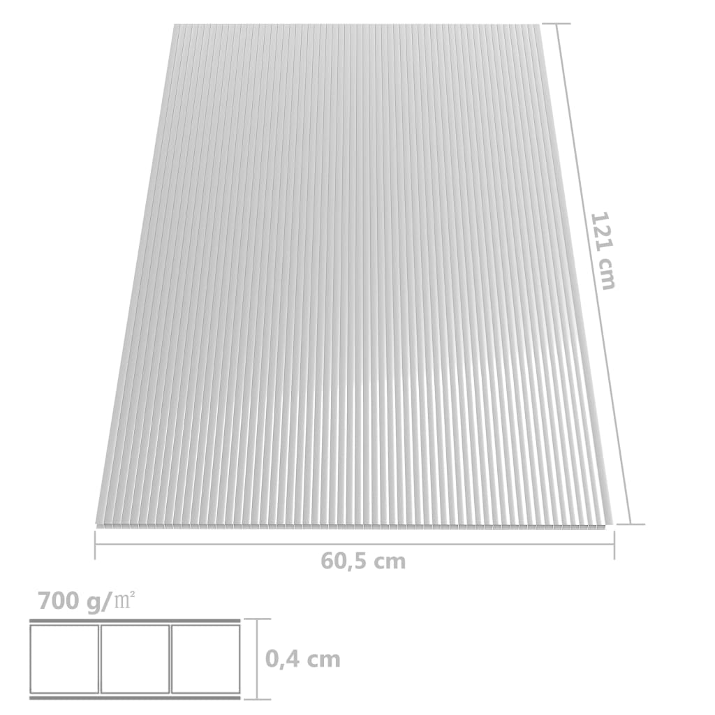 vidaXL Polycarbonatplatten 14 Stk. 4 mm 121 x 60 cm
