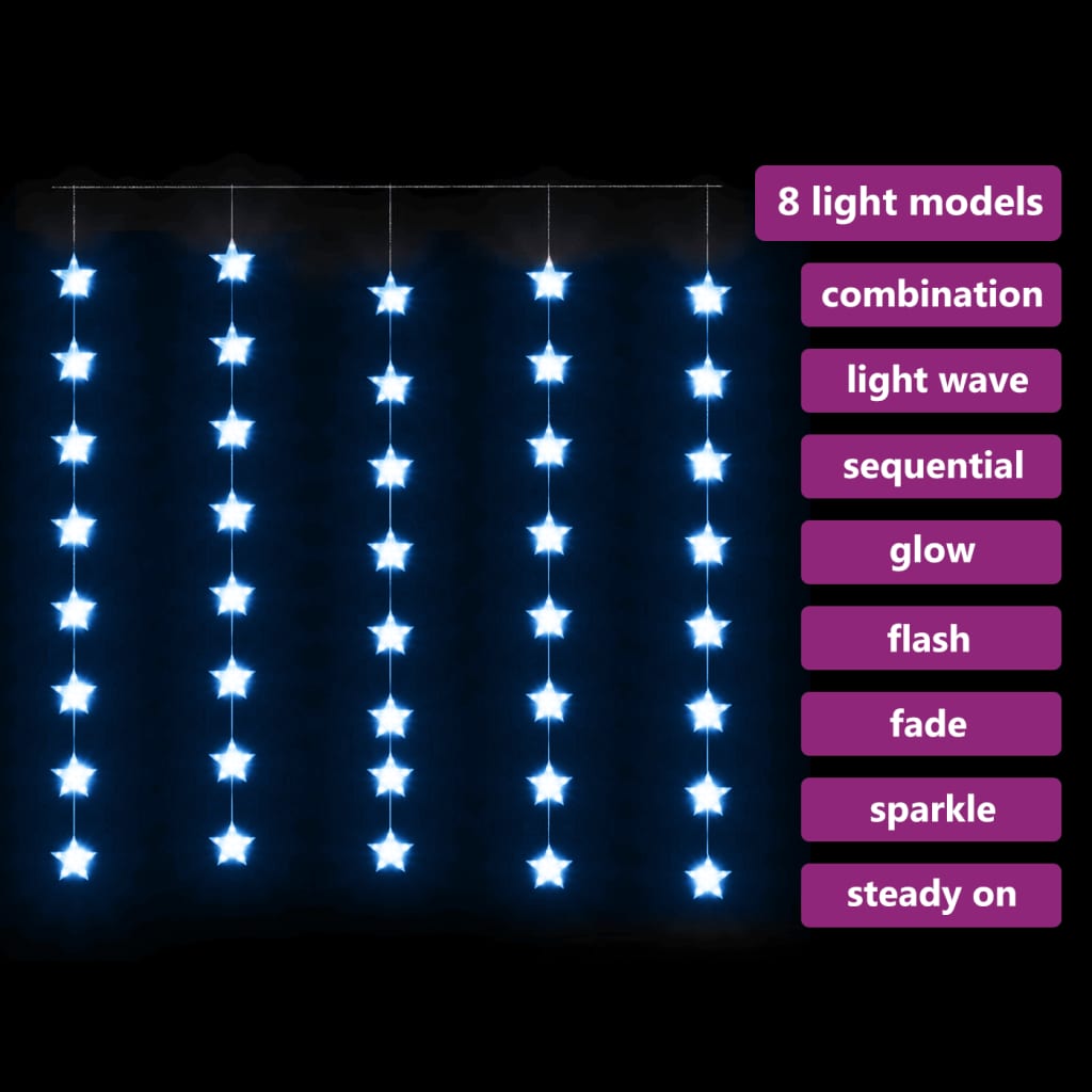 vidaXL LED Sternenvorhang Lichterkette 200 LED Blau 8 Funktionen