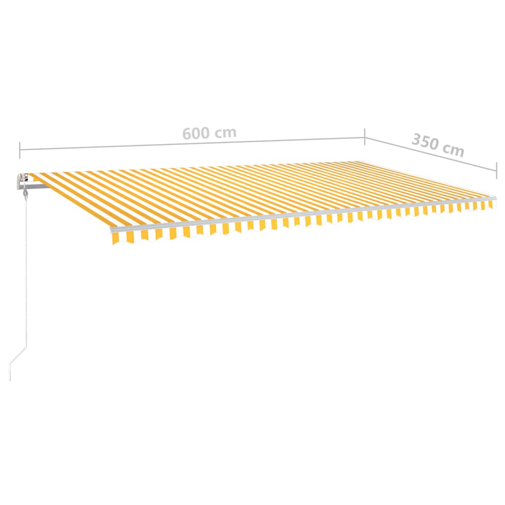 vidaXL Gelenkarmmarkise Einziehbar mit Pfosten 6x3,5 m Gelb und Weiß