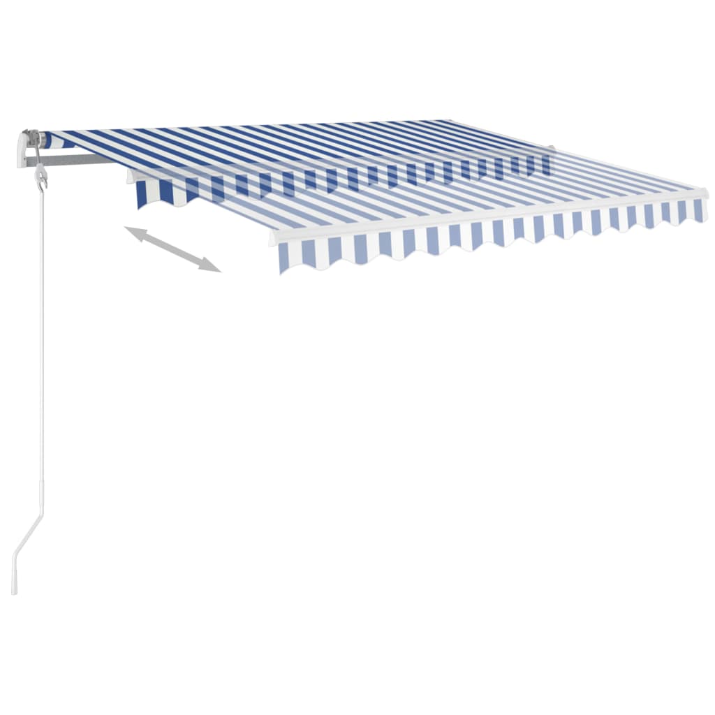 vidaXL Markise Manuell Einziehbar mit Pfosten 3,5x2,5 m Blau & Weiß