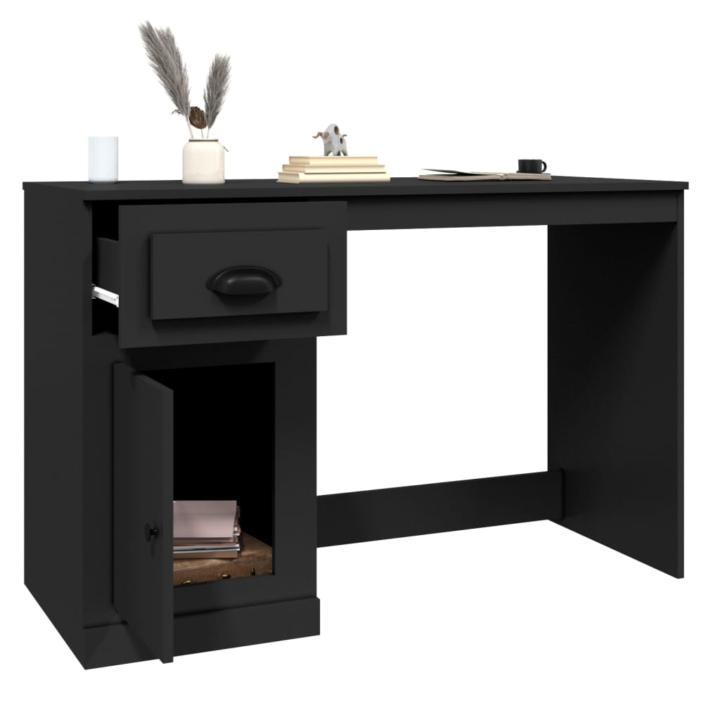 vidaXL Schreibtisch mit Schublade Schwarz 115x50x75 cm Holzwerkstoff