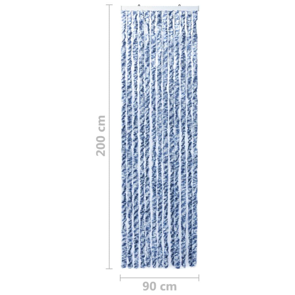 vidaXL Insektenschutz-Vorhang Blau und Weiß 90x200 cm Chenille