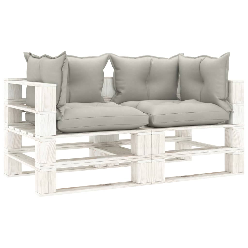 vidaXL Garten-Palettensofa 2-Sitzer mit Kissen in Taupe Holz