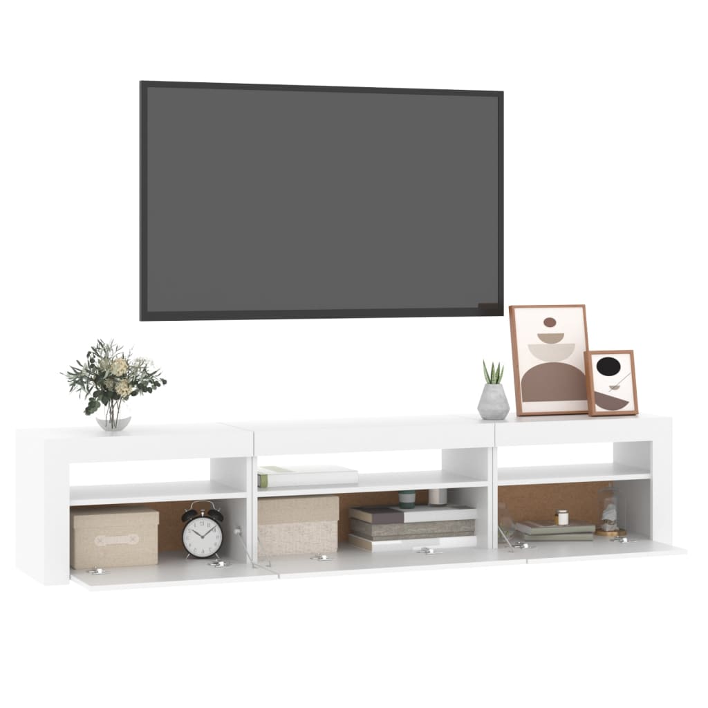 vidaXL TV-Schrank mit LED-Leuchten Weiß 195x35x40 cm