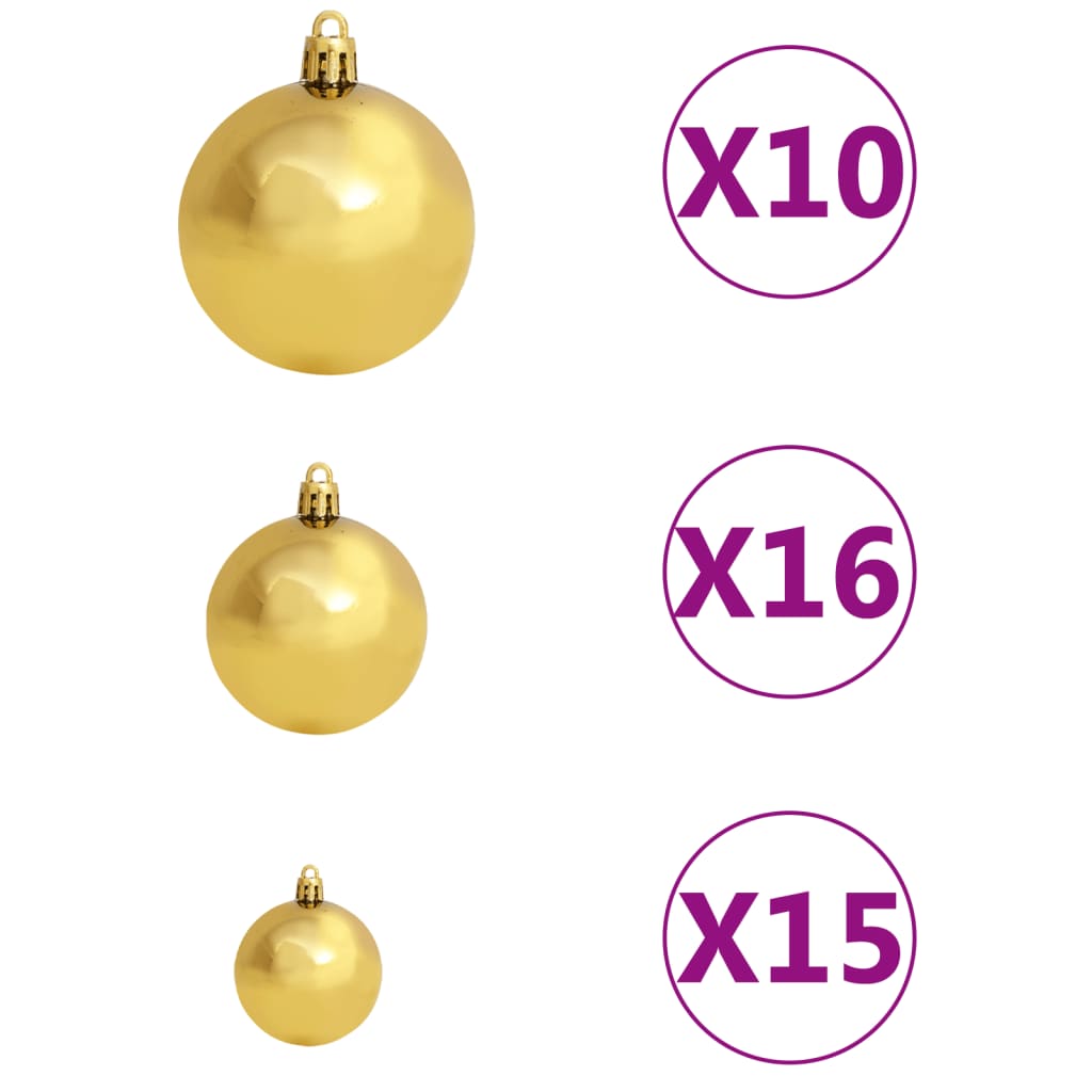 vidaXL Künstlicher Weihnachtsbaum mit LEDs Kugeln & Zapfen 240 cm