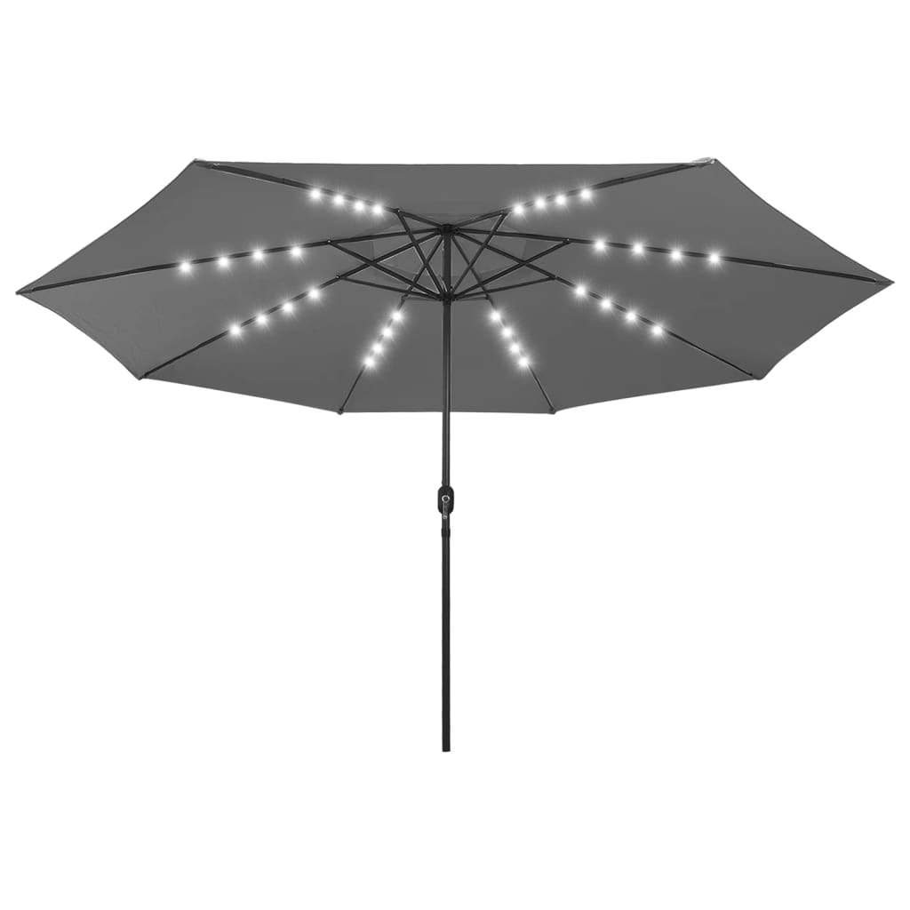 vidaXL Sonnenschirm mit LED-Leuchten und Metallmast 400 cm Anthrazit