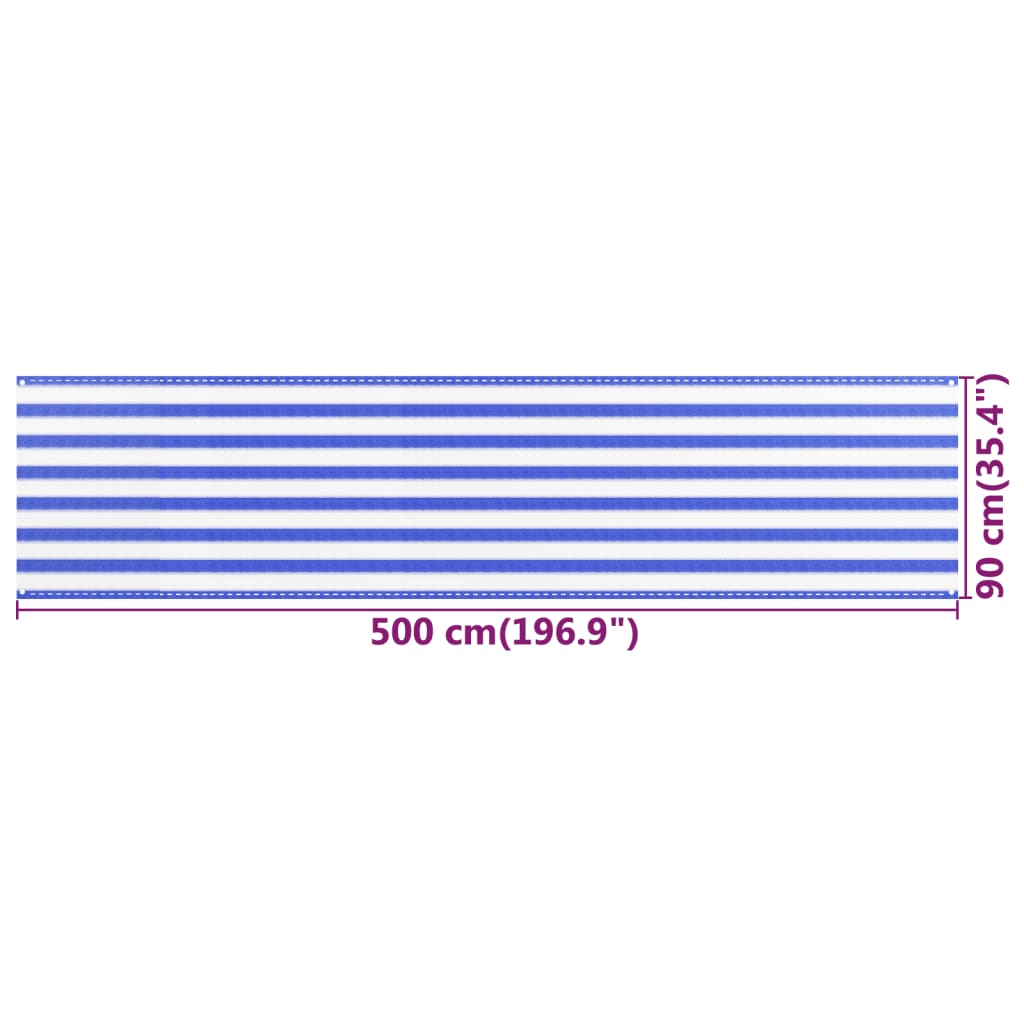 vidaXL Balkon-Sichtschutz Blau und Weiß 90x500 cm HDPE