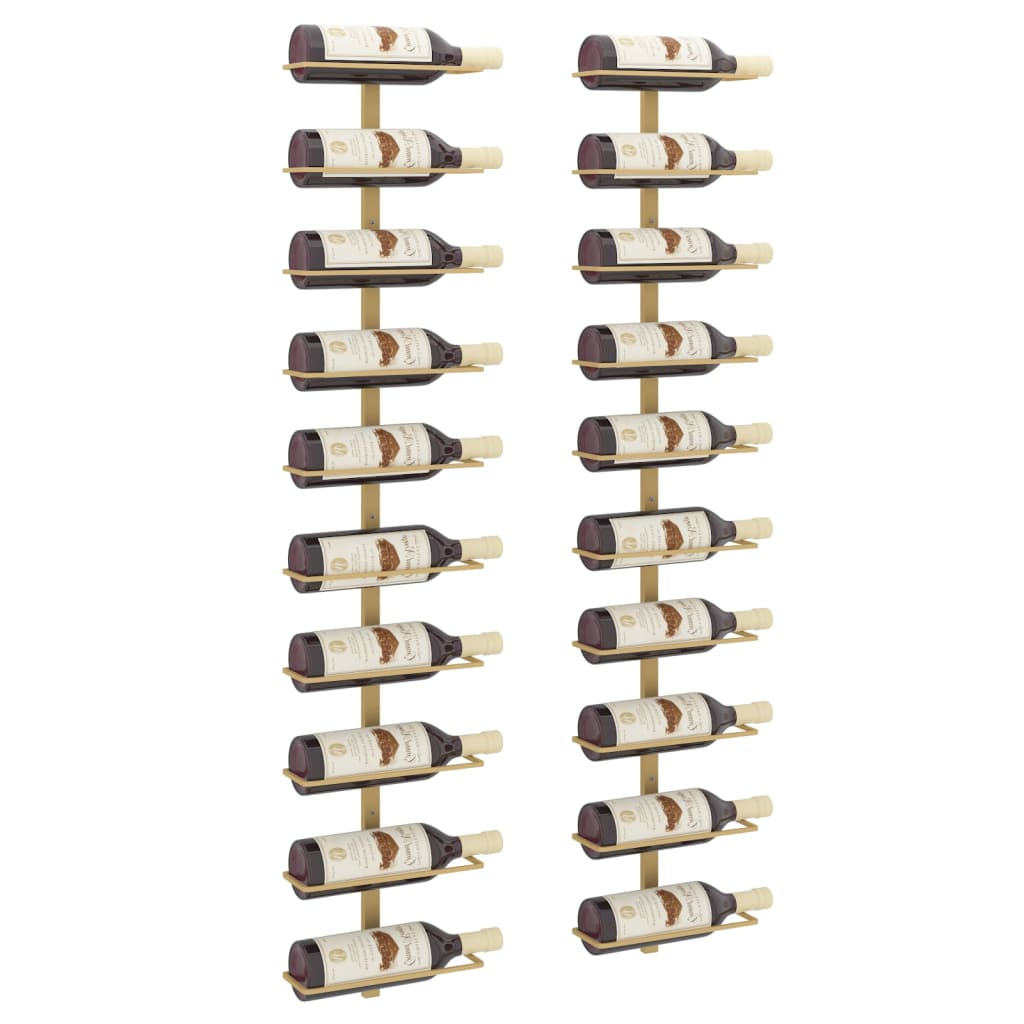 vidaXL Wand-Weinregale für 10 Flaschen 2 Stk. Golden Metall