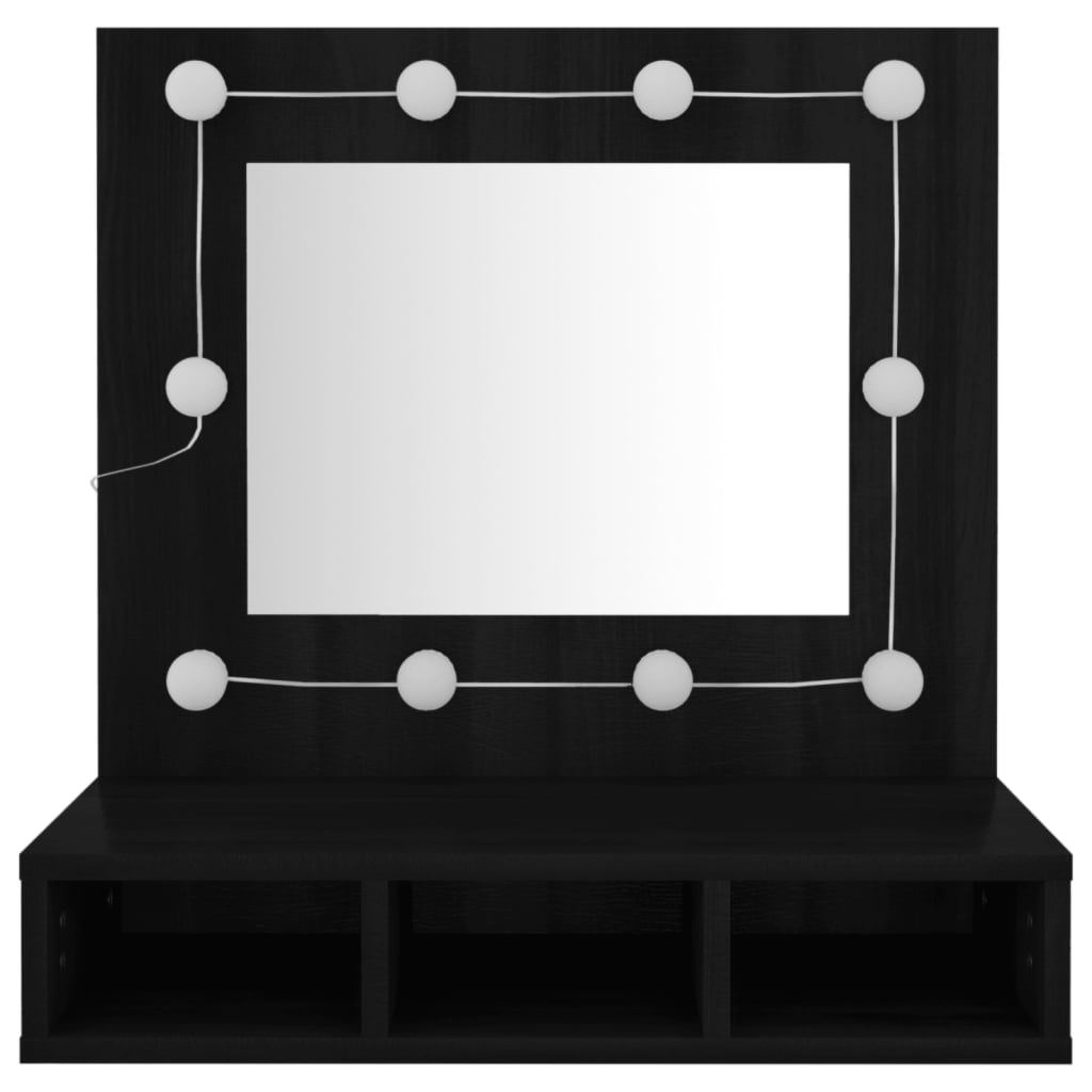 vidaXL Spiegelschrank mit LED Schwarz 60x31,5x62 cm