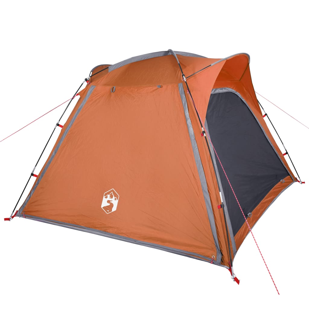 vidaXL Campingzelt 4 Personen Grau und Orange Quick Release Wasserfest