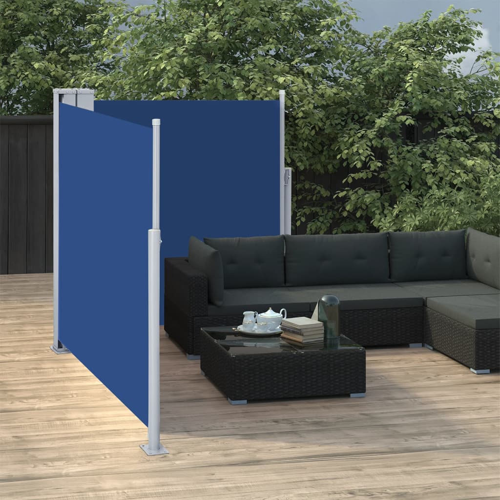 vidaXL Ausziehbare Seitenmarkise Blau 100 x 600 cm