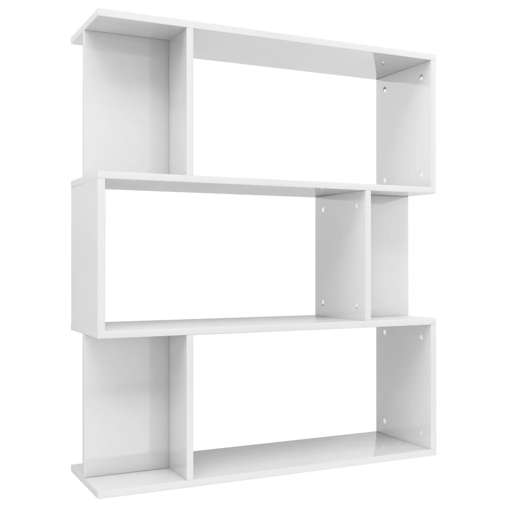 vidaXL Bücherregal/Raumteiler Hochglanz-Weiß 80x24x96 cm
