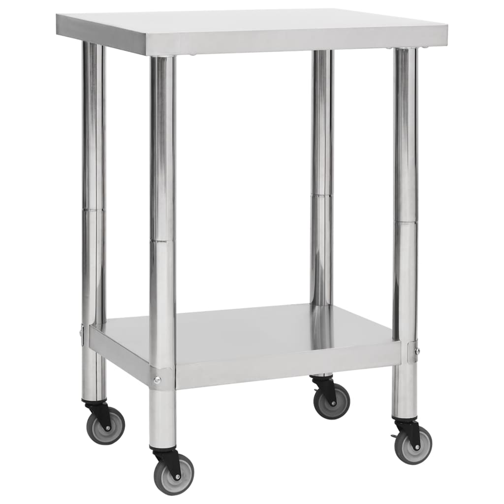 GarveeMore Arbeitstisch 2 Ebene Edelstahl Tisch, 36 x 24 x 35 Zoll, Arbeitstisch