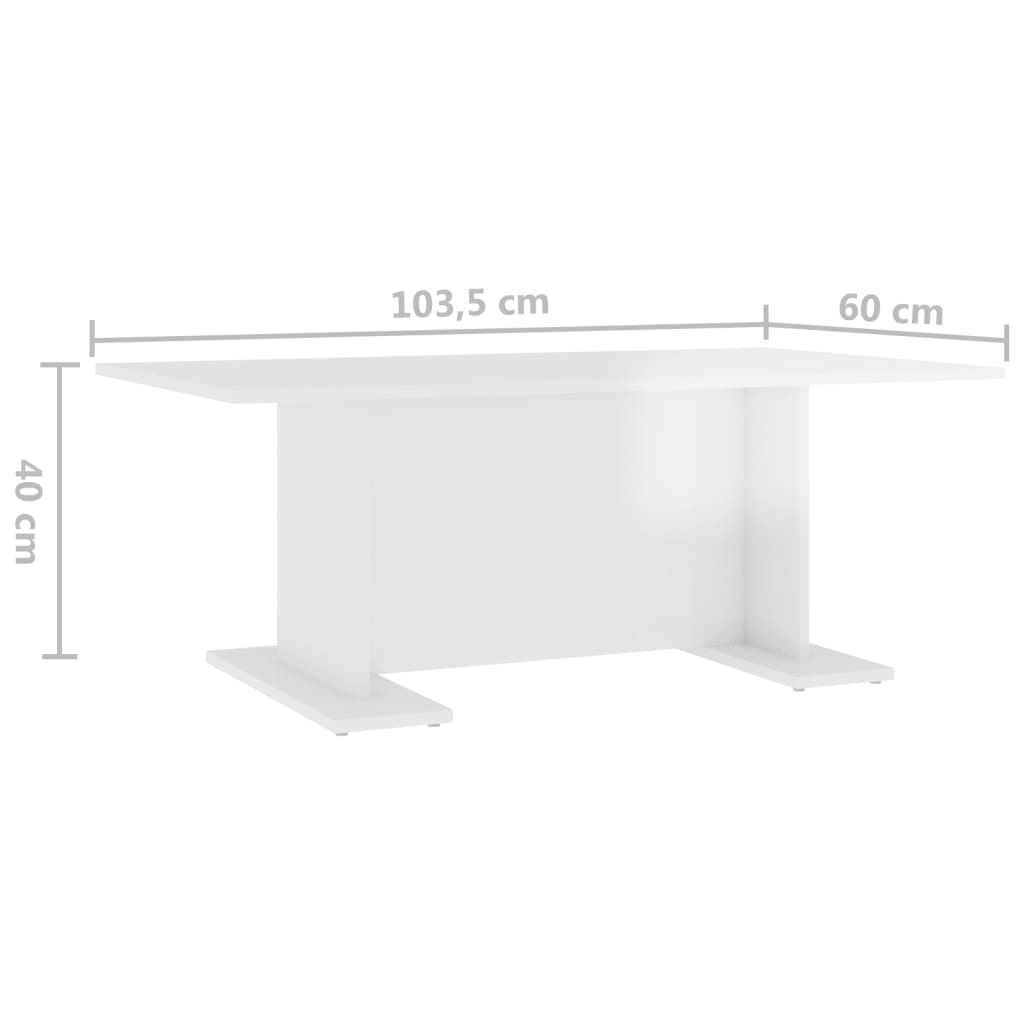 vidaXL Couchtisch Hochglanz-Weiß 103,5x60x40 cm Holzwerkstoff
