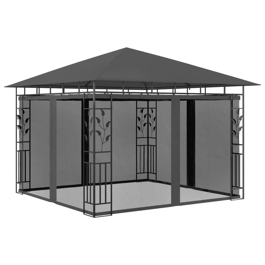vidaXL Pavillon mit Moskitonetz 3x3x2,73 m Anthrazit 180 g/m²
